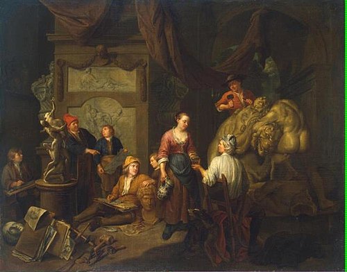 Studio of a Sculptor, 1712, Balthasar van den Bossche