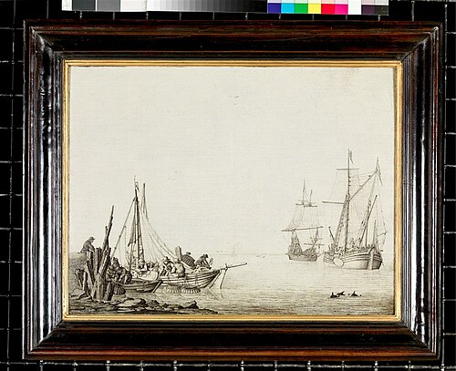 Riviergezicht met schepen, 1655, Willem Van de Velde l'Ancien