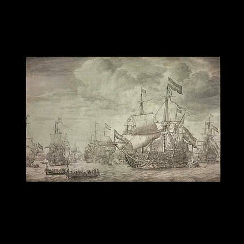 De 'Eendracht' en andere schepen onder zeil of ten anker, 1668, Willem Van de Velde l'Ancien