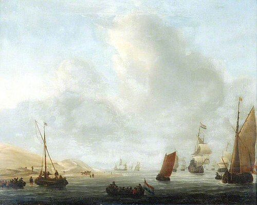 Sailing Vessels Passing a Coast of Sand Dunes, 1657, Willem Van de Velde l'Ancien