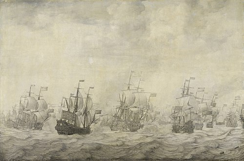 Episode from the Four Days Battle at Sea, 11-14 June 1666, in the Second Anglo-Dutch War (1665-67), 1668, Willem Van de Velde l'Ancien