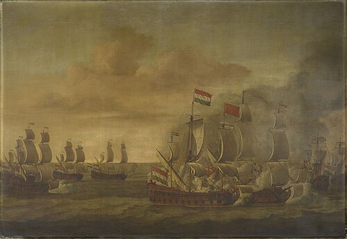 The Action of the Kingfisher with Seven Algerine Ships, 1 June 1681, 1683, Willem Van de Velde l'Ancien