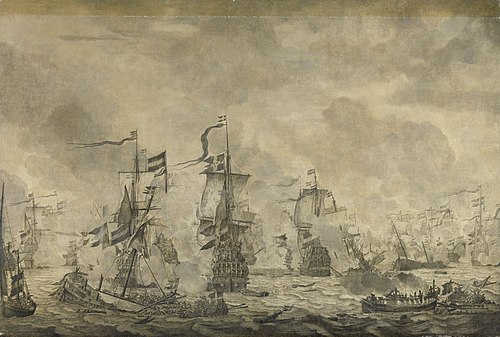 Episode uit de slag in de Sont tussen de Hollandse en de Zweedse vloot, 8 november 1658, 1665, Willem Van de Velde l'Ancien