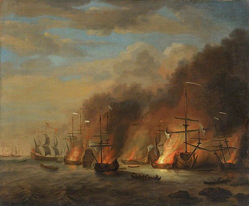 The Burning of the Soleil Royal at the Battle of La Hogue, 23 May 1692, 1650, Willem Van de Velde l'Ancien
