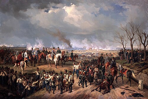 Field Marshal Radetzky and his staff at the Battle of Novara on March 23, 1849, 1855, Albrecht Adam