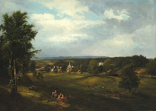 Village Scene near Albany, New York, 1850, James McDougal Hart