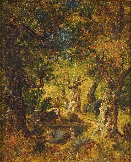 Interior of a Wood with Lake and Figures, 1849, Narcisse Virgilio Díaz