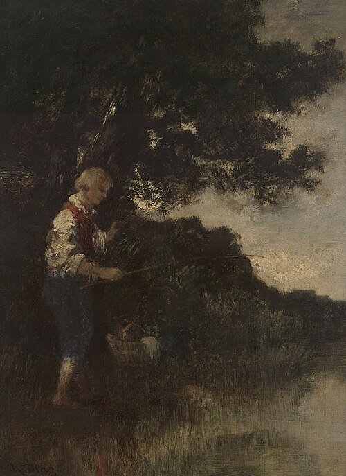 Boy fishing, , Narcisse Díaz de la Peña