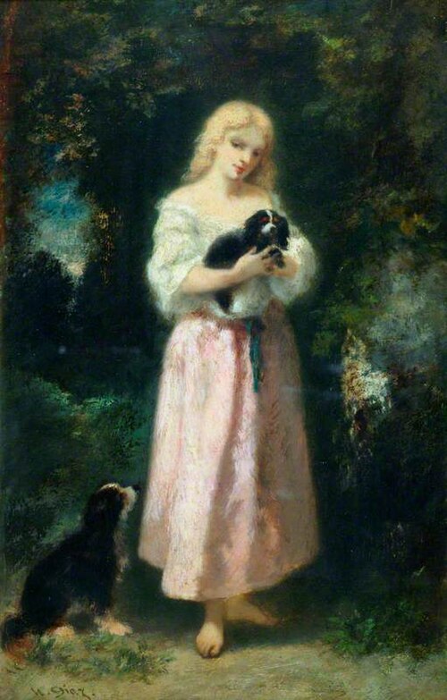 Girl with dogs, 1847, Narcisse Virgilio Díaz