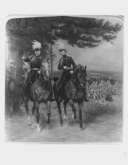 King Edward VII, when Prince of Wales, with Arthur, Duke of Connaught at Aldershot, 1895, Édouard Detaille