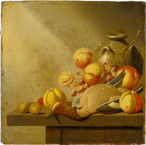 Still Life with Fruit and Plucked Duck, 1652, Harmen Steenwijck