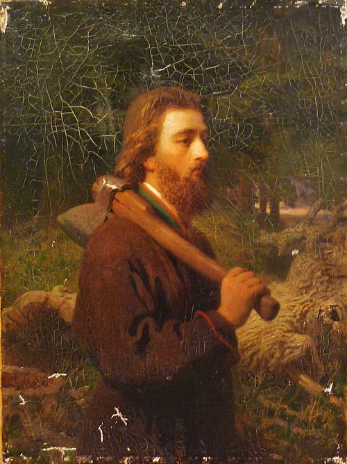 Hiiu saare talupoeg kirvega, 1863, Johann Köler