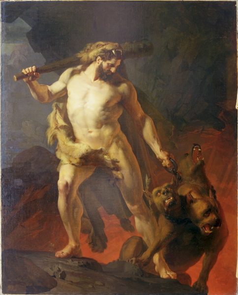 Herakles toob Kerberose põrguväravast, 1855, Johann Köler