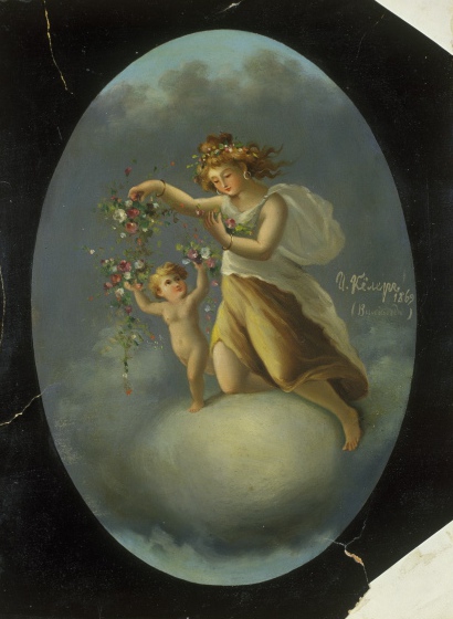Lilli puistav allegooriline naisfiguur (Flora), 1869, Johann Köler