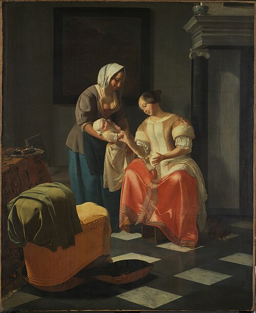 A Nurse Showing a Mother Her Child, 1674, Jacob Ochtervelt