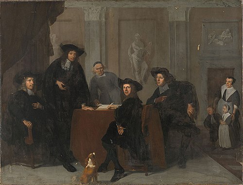 Regents of the Leper's house in Amsterdam, 1674, Jacob Ochtervelt