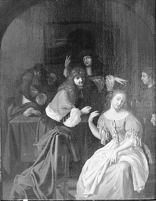 Elegant company in an interior, 1667, Jacob Ochtervelt