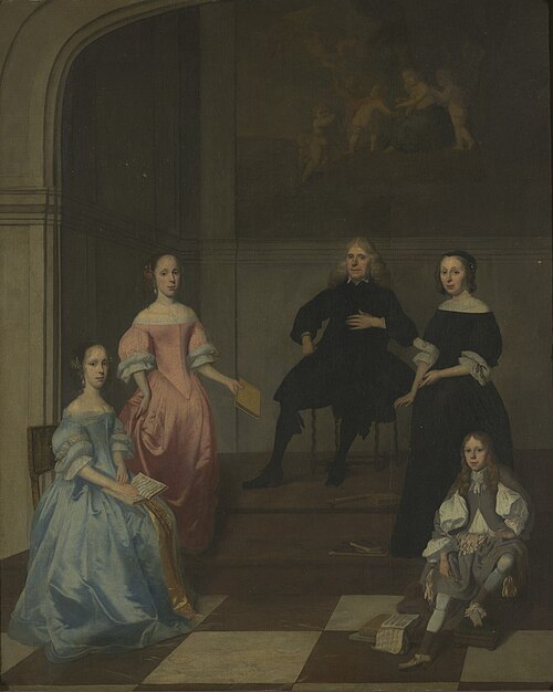 interior with 5 people, 1671, Jacob Ochtervelt