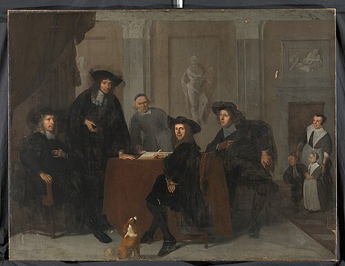 De regenten van het Leprozenhuis, 1674, Jacob Ochtervelt