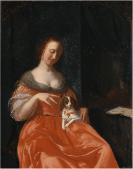 A Lady with a Dog, 1665, Jacob Ochtervelt