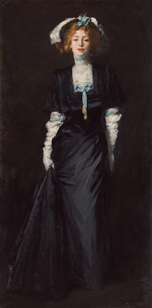 Jessica Penn in Black with White Plumes, 1908, Robert Henri