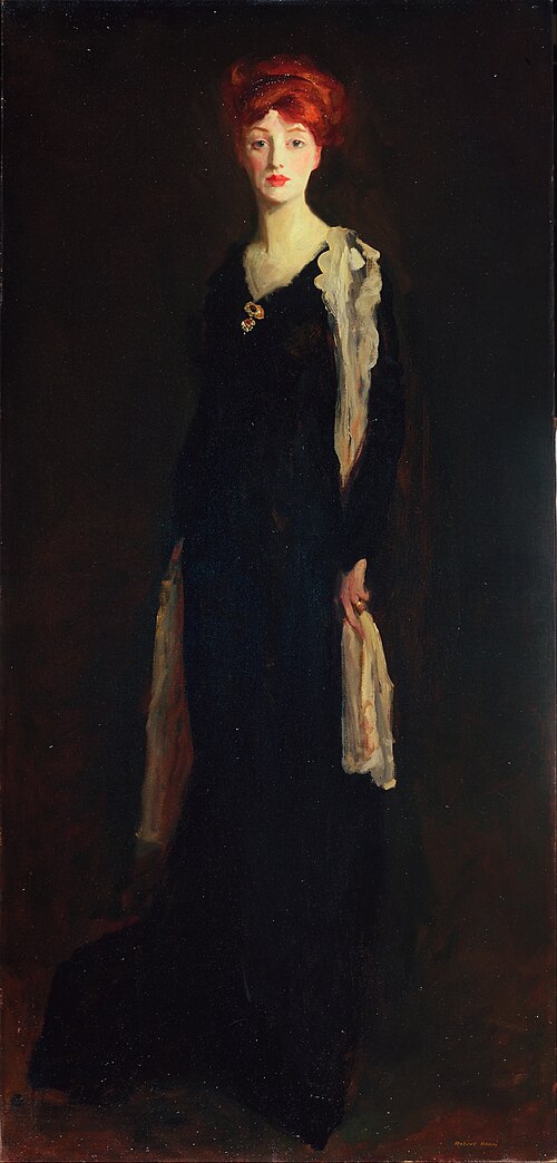 Lady in Black with Spanish Scarf (O in Black with a Scarf), 1910, Robert Henri