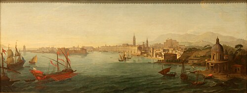Vue du port de Messine, 1677, Caspar van Wittel