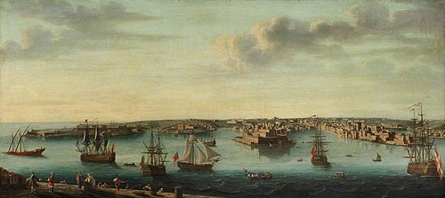 Shipping in Grand Harbour, Valletta, Malta, 1750, Caspar van Wittel