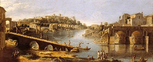 View of the Ponte Rotto, Rome, 1685, Caspar van Wittel