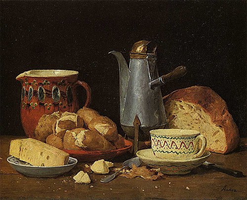 Café, lait et pommes de terre, 1896, Albert Anker