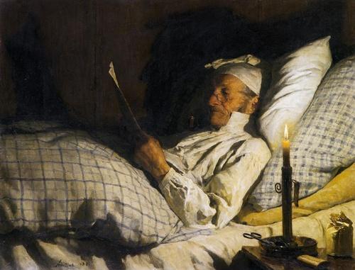 Farmer reading in Bed I, , Albert Anker