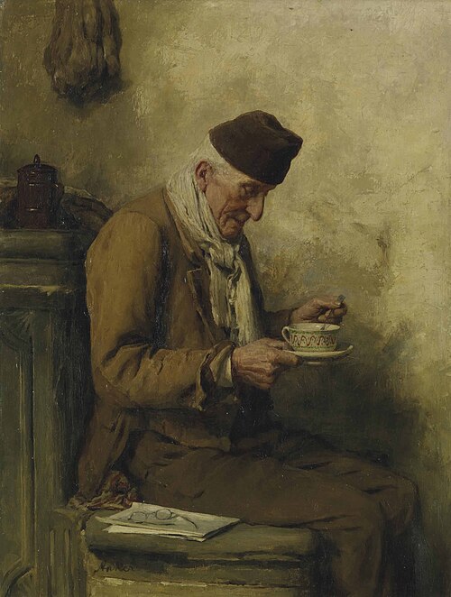 Vieillard buvant de la tisane, 1895, Albert Anker