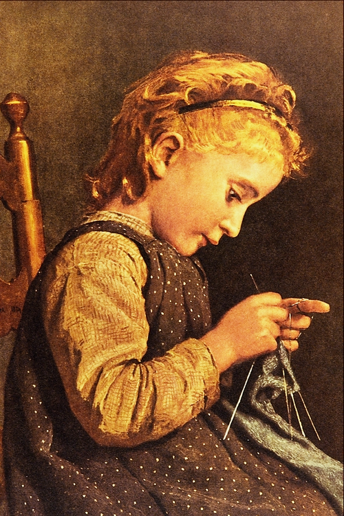 Little Girl Knitting, , Albert Anker