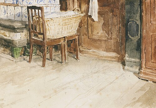 Stubenecke mit Wäschekorb, , Albert Anker