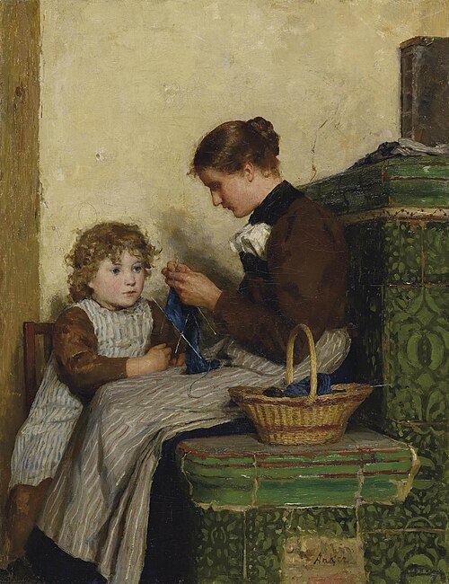 Bertha Gugger with daughter, 1898, Albert Anker