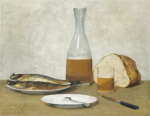 Still life, herrings, 1899, Albert Anker