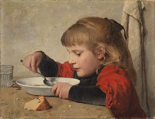 Girl eating soup, 1898, Albert Anker