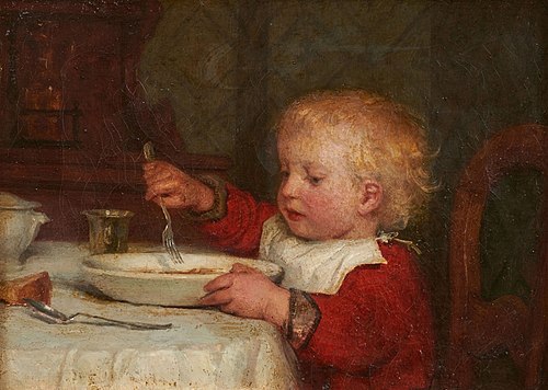 Boy at table II, 1869, Albert Anker