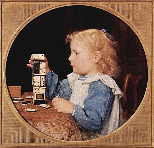 Das Mädchen mit den Dominosteinen, 1850, Albert Anker