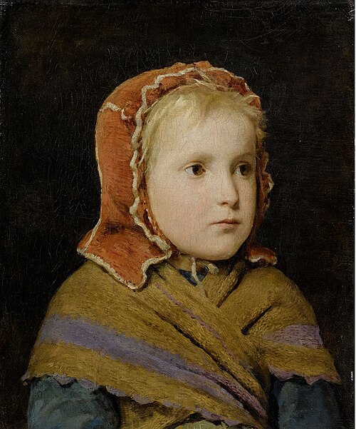 Girl with red hood, 1866, Albert Anker