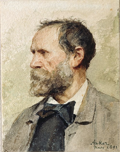 Self-portrait in profile, left, 1891, Albert Anker