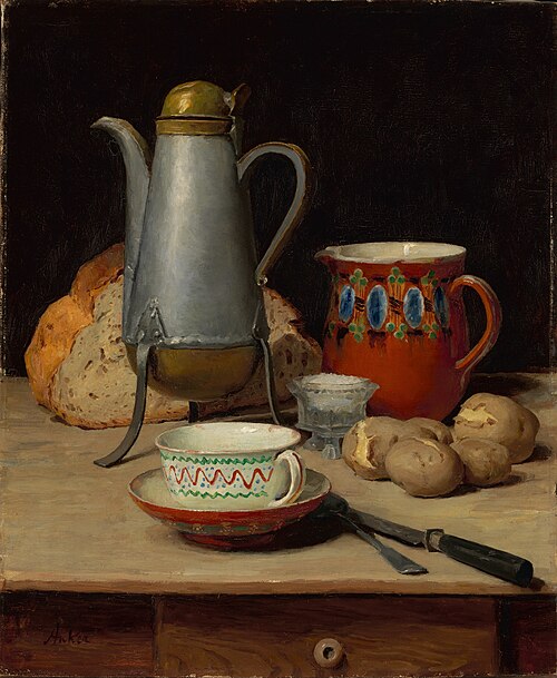 Still life: coffee and potatoes, 1897, Albert Anker