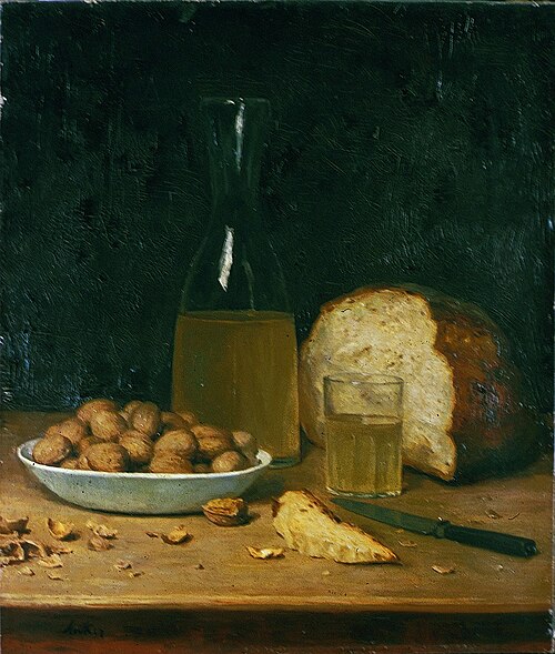 Stillleben: Neuer Weisswein und Nüsse, 1896, Albert Anker
