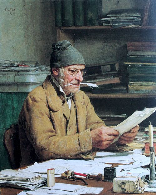 The Village Clerk, 1874, Albert Anker