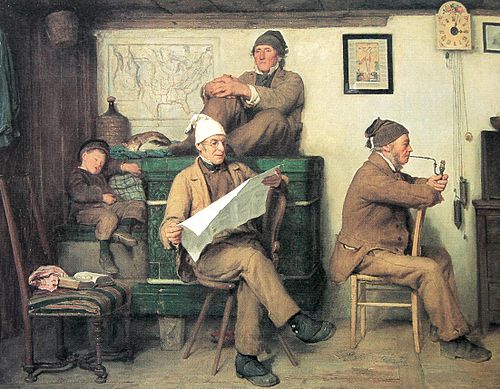 Die Bauern und die Zeitung, , Albert Anker