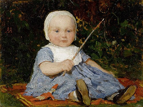 Mädchen mit Geisel, , Albert Anker