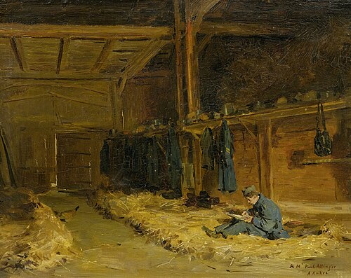 Soldat im Strohlager, 1886, Albert Anker