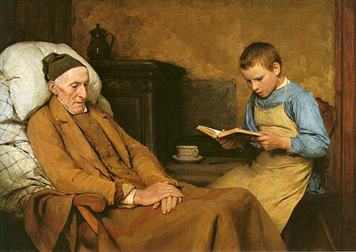 Reading Devotions to Grandfather, 1893, Albert Anker