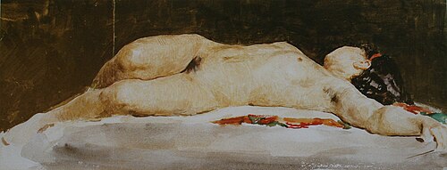 Nu féminin couché, 1887, Albert Anker