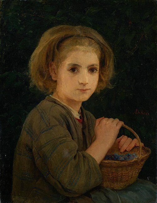 Bildnis eines Mädchens mit Korb, 1870, Albert Anker